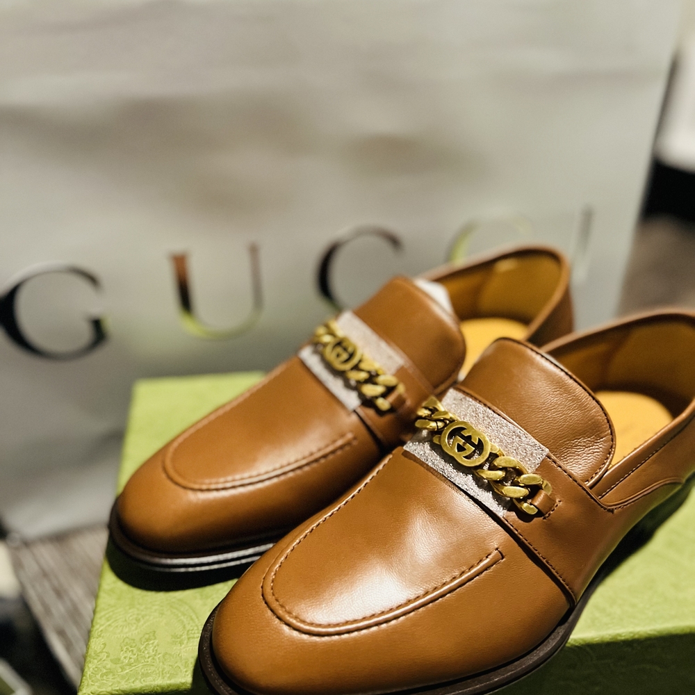 Gucci Men's Tan Leather Horsebit Loafers